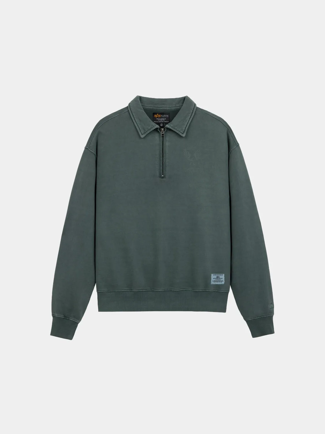 Alpha Industries Essential Quarter Zip bluza verde fermoar