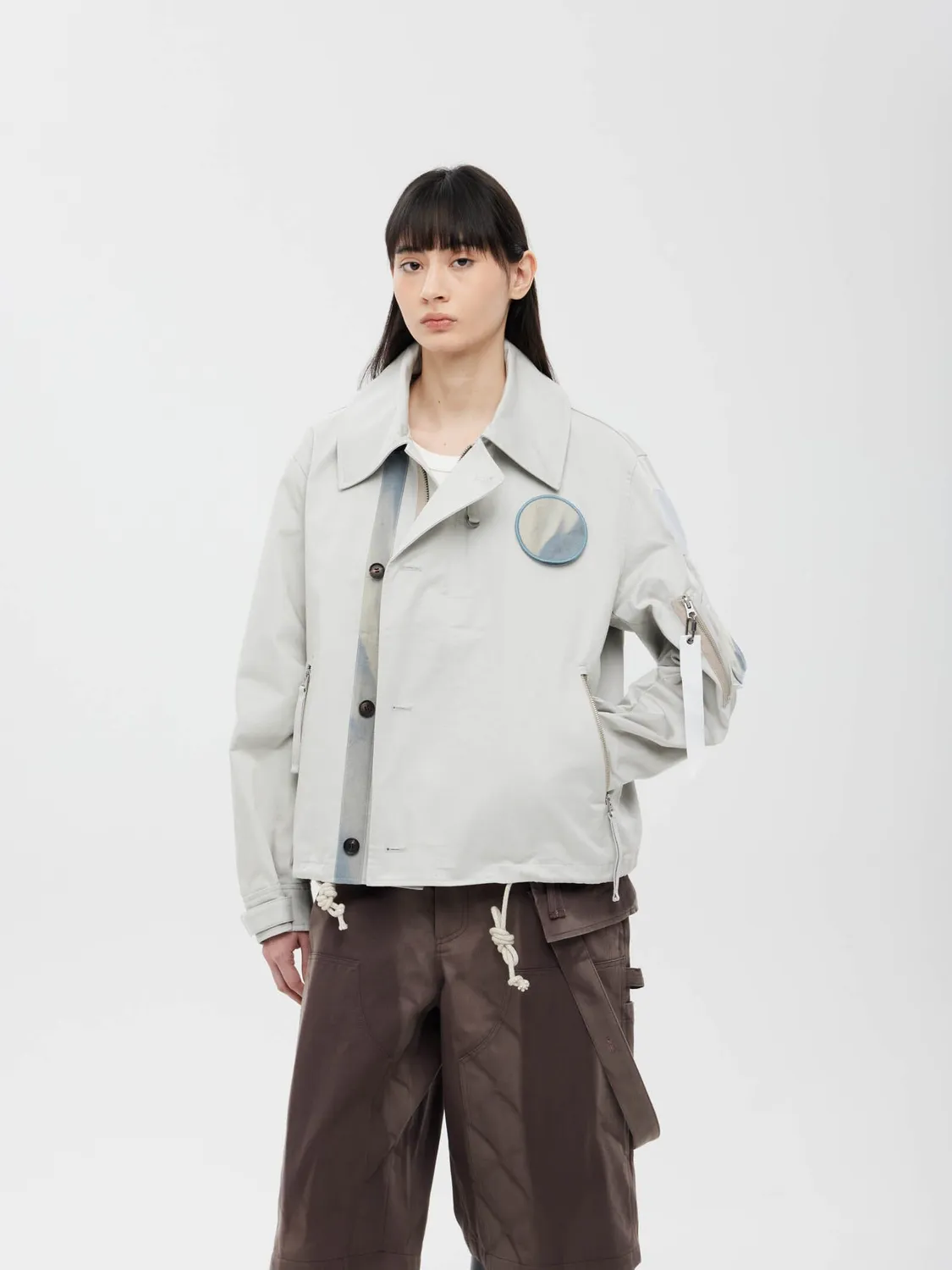 Alpha Industries JiyongKim Wide Collar palton gri deschis