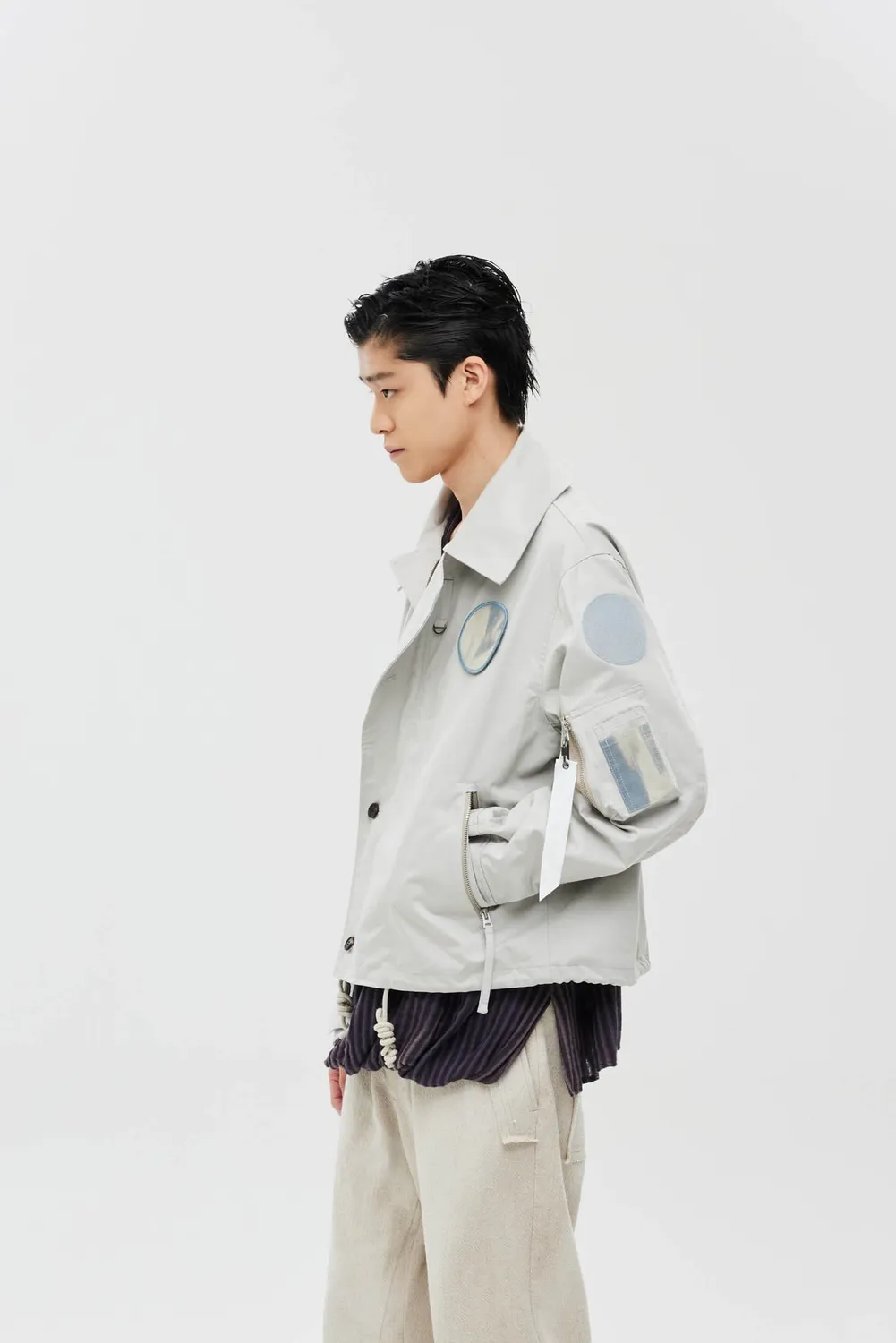 Alpha Industries JiyongKim Wide Collar palton gri deschis