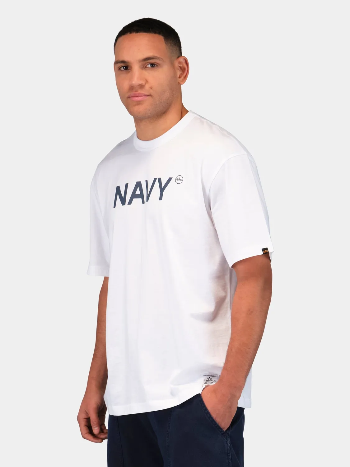 Alpha Industries Relaxed Navy Tee tricou alb bumbac