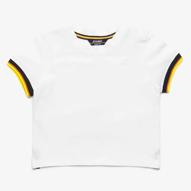 K-Way Pete Contrast Pique tricou copii alb din bumbac