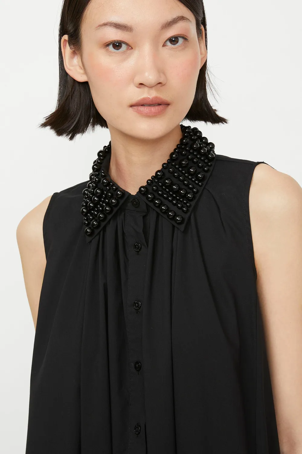 Isabelle Blanche rochie chemisier neagra perle