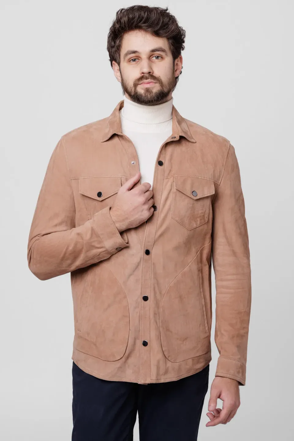 Mareus 109 geacă piele bărbați cappuccino L