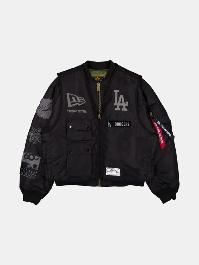 Alpha Industries MA-1 Dodgers x New Era geacă bomber neagră 2 piese