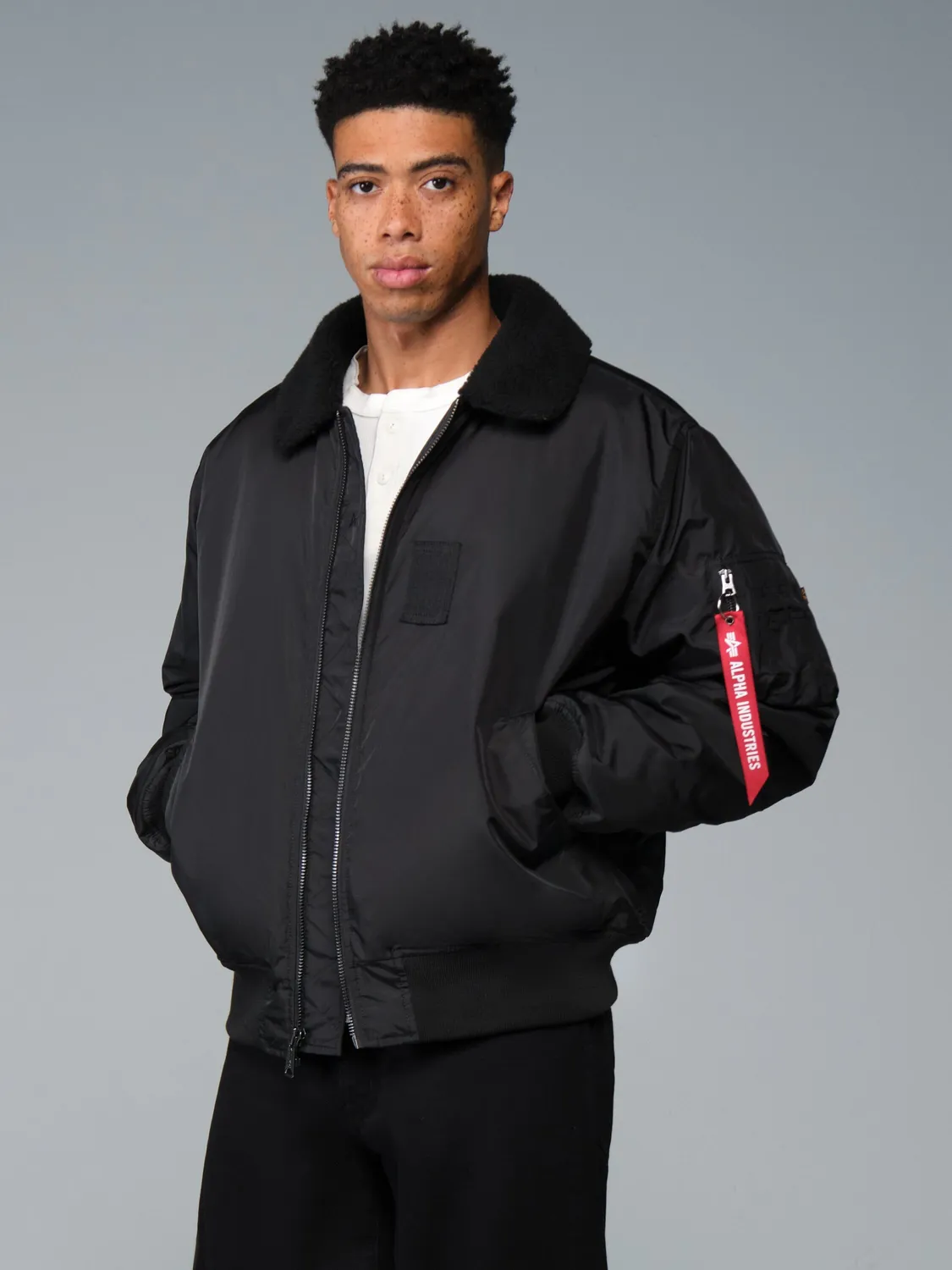Alpha Industries B-15 Oxford geacă bomber Black groasă