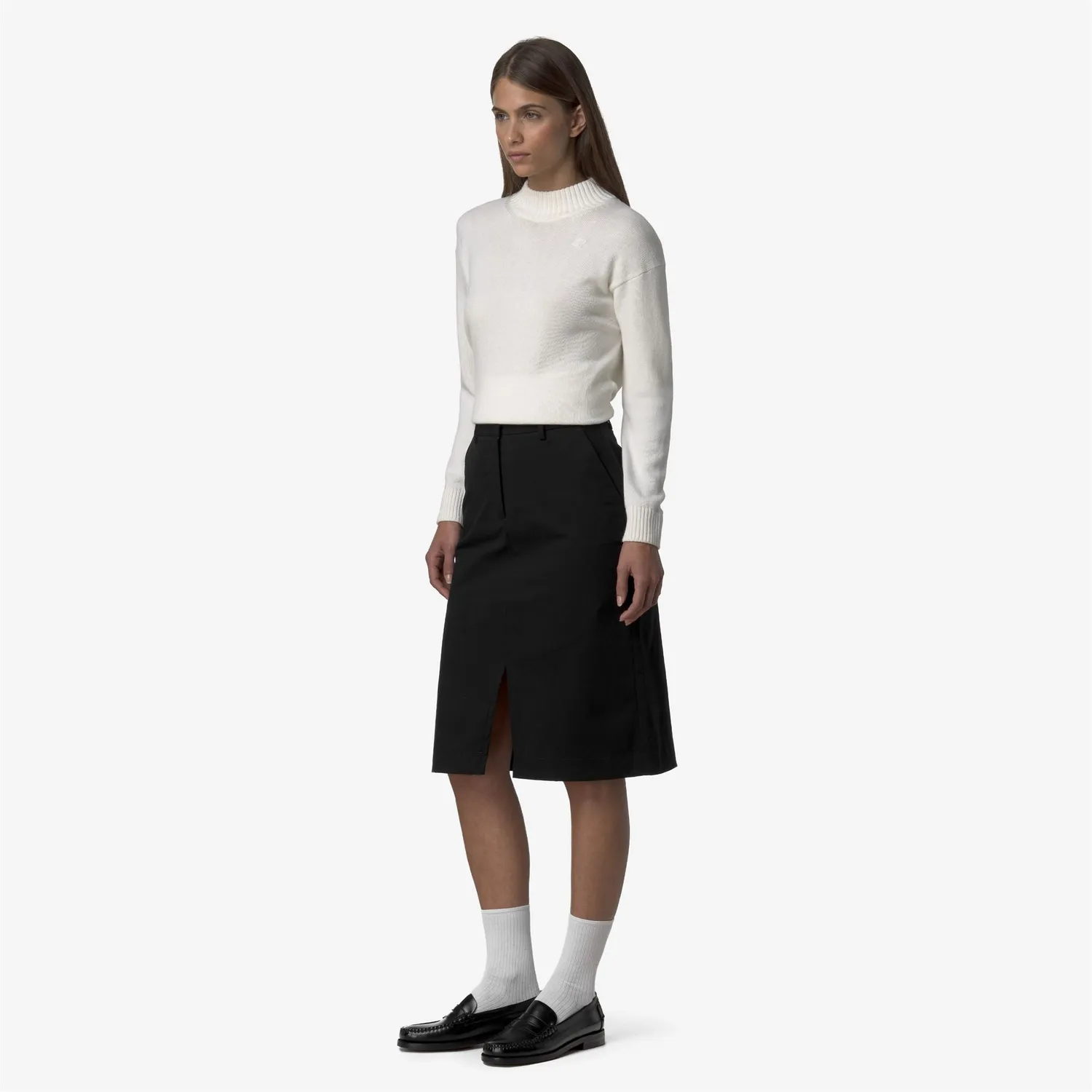 K-Way Maeve Twill Tech fustă midi neagră