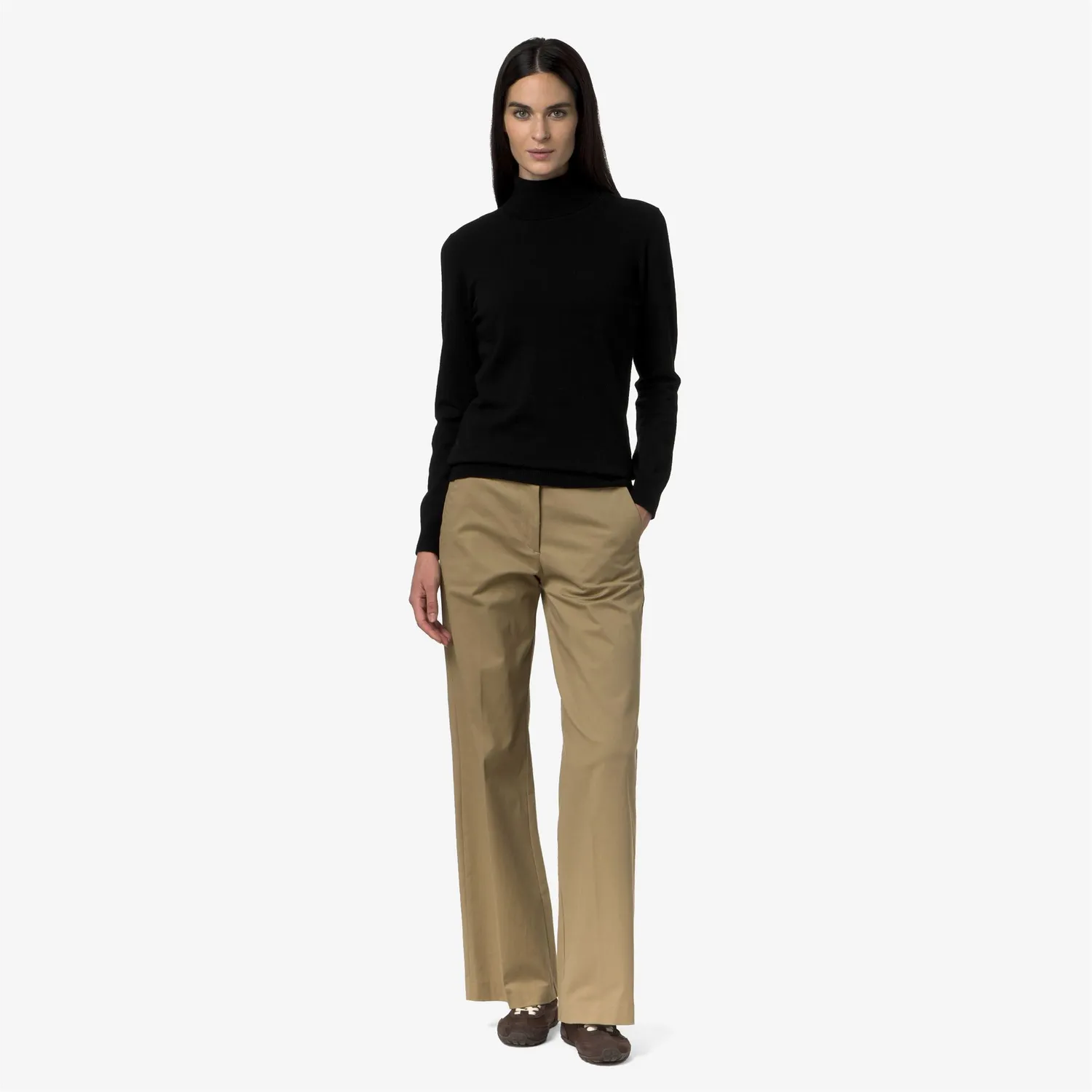 K-Way Amane Plain Mix Merino pulover damă Black Pure lână