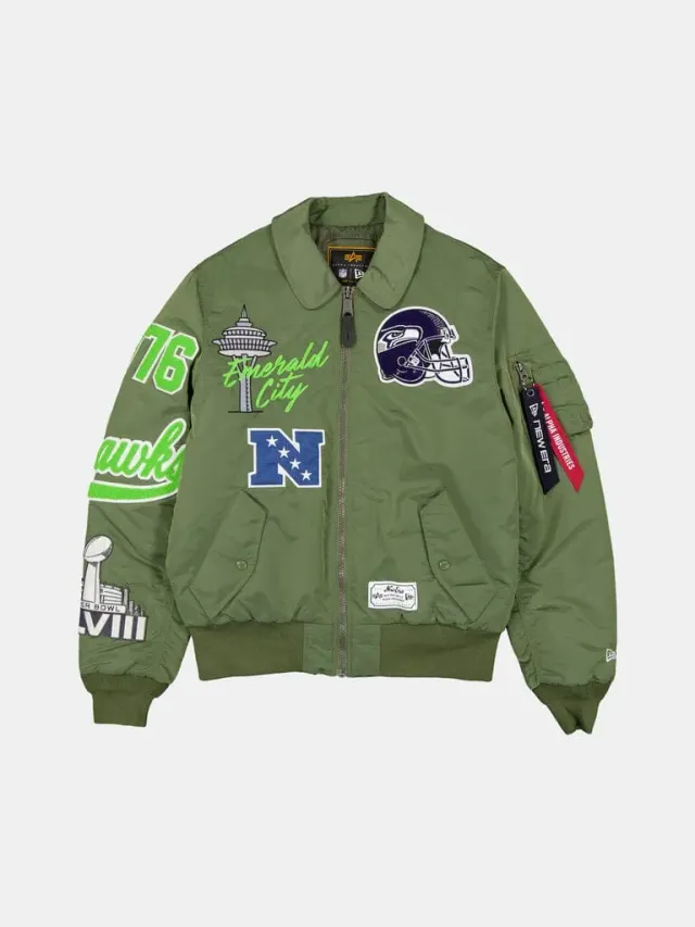 Alpha Industries MA-1 Seahawks geacă bomber verde rezistentă