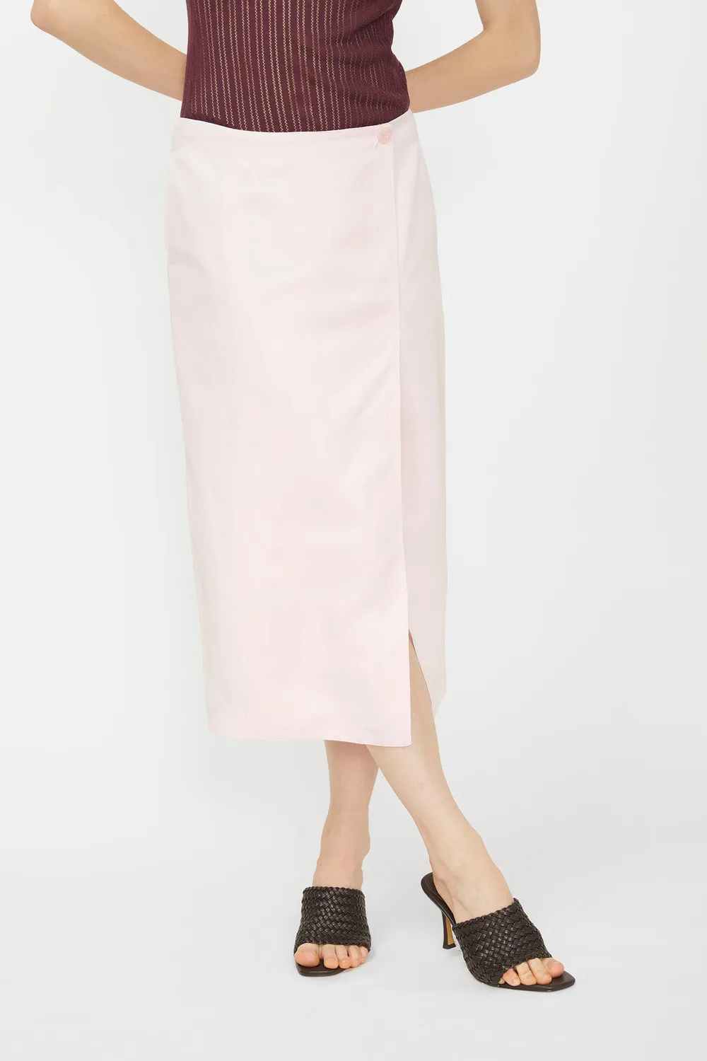 Isabelle Blanche fusta midi pliseuri bleumarin