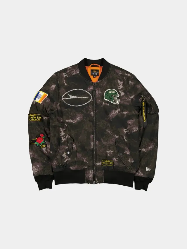 Alpha Industries MA-1 New York Jets geaca bomber negru camuflaj
