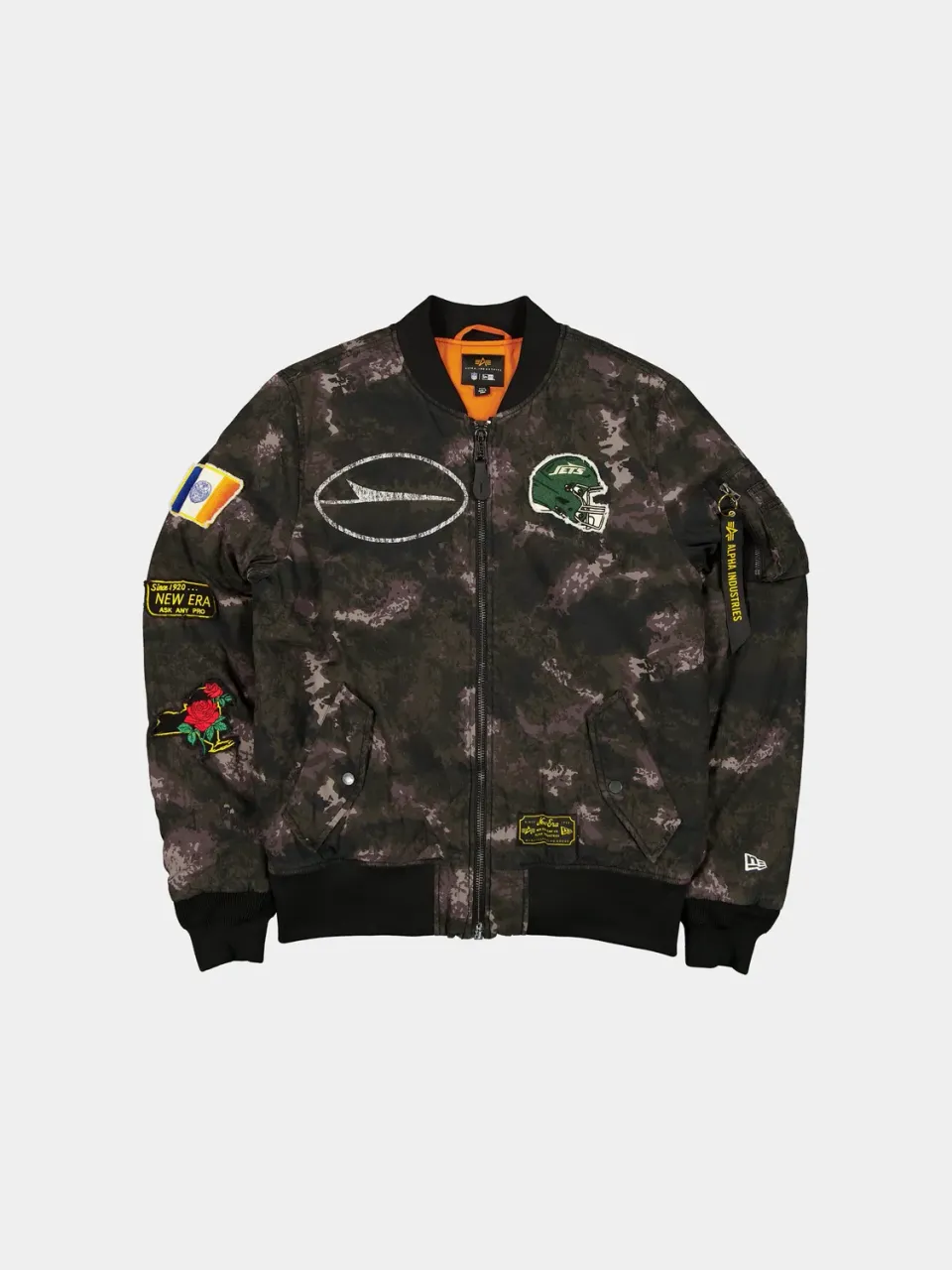 Alpha Industries MA-1 New York Jets geaca bomber negru camuflaj