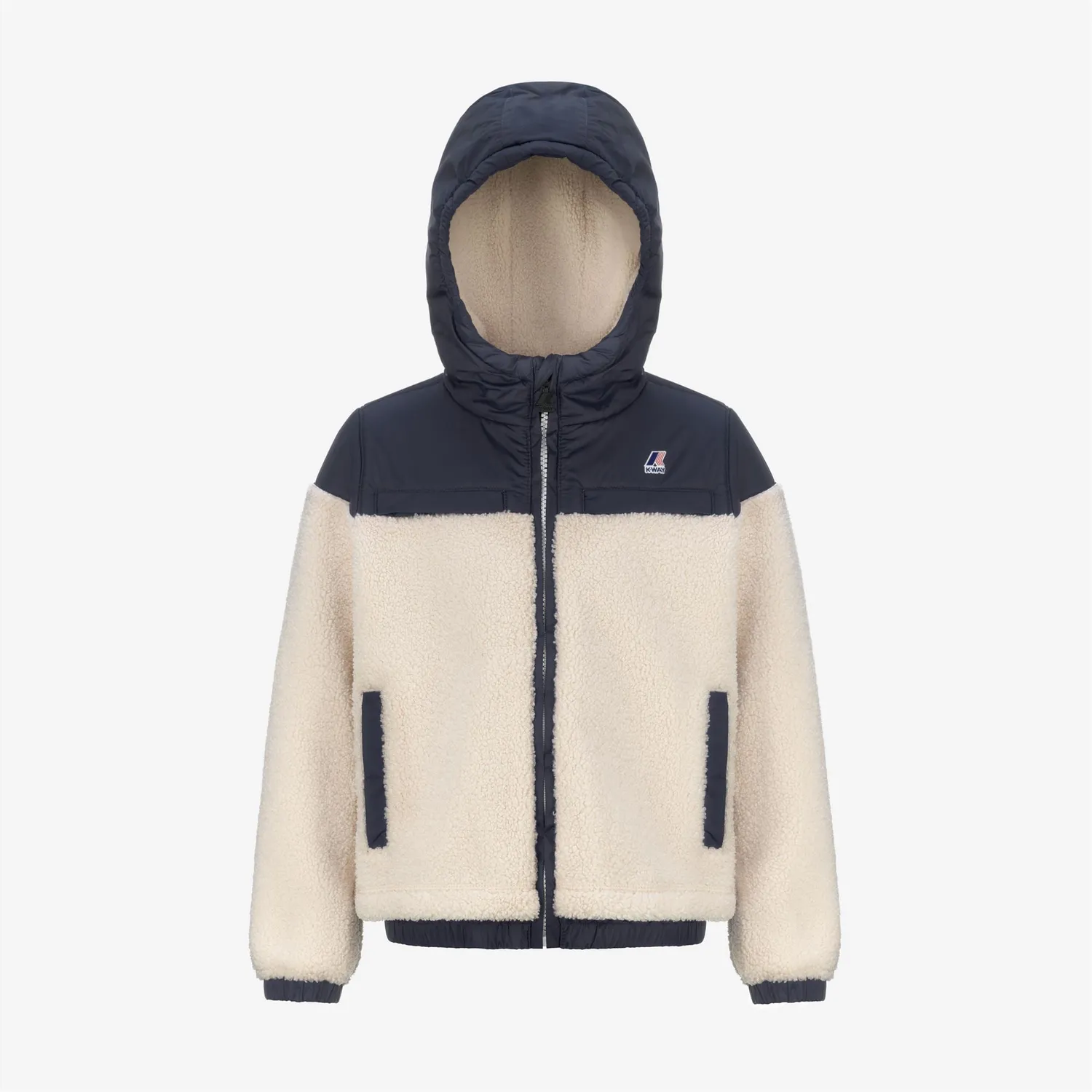 K-Way Jildaz Orsetto geaca fleece copii ecru-albastru calduroasa