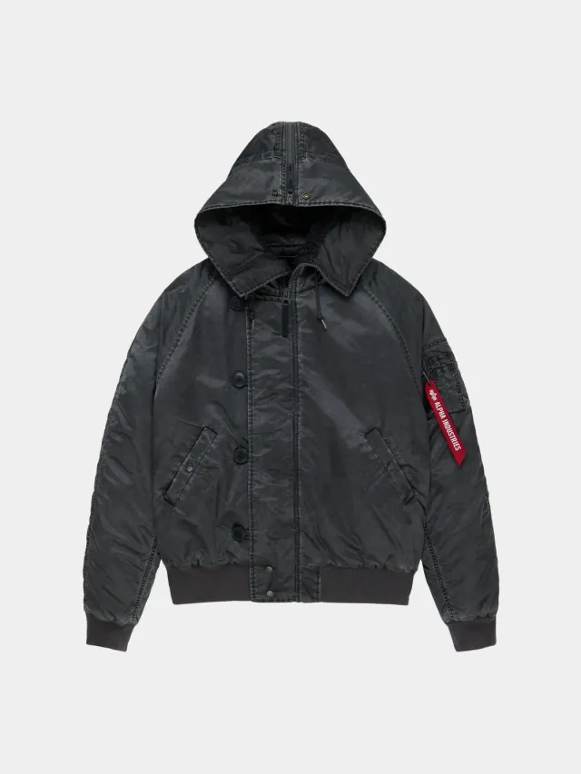 Alpha Industries N-2B Battlewash parcă neagră călduroasă