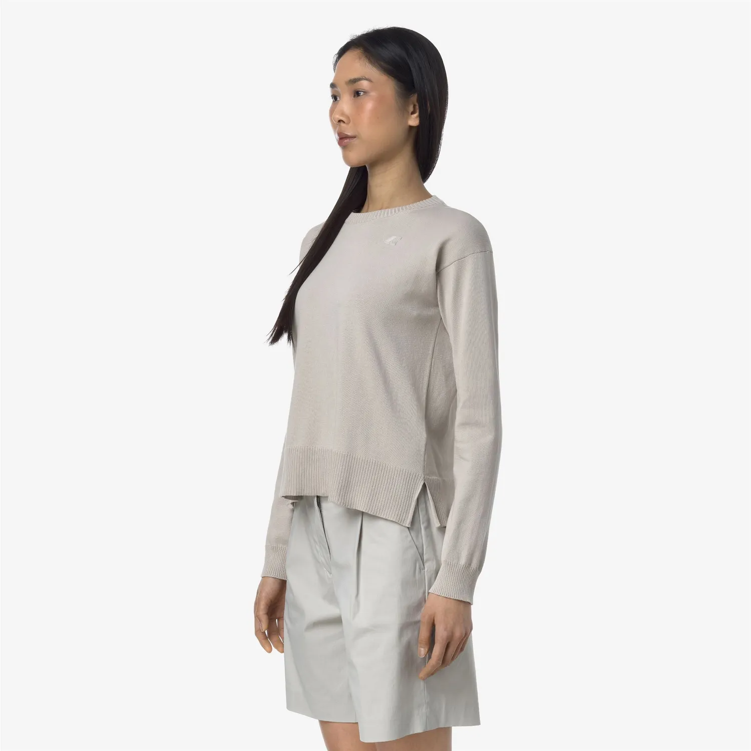 K-Way Domitine Cotton pulover dama bej crop din bumbac