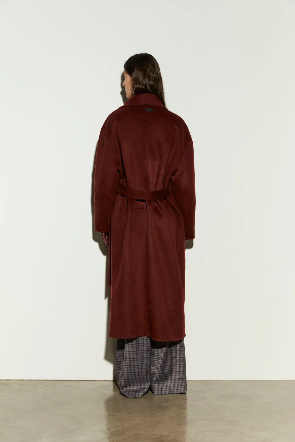 Isabelle Blanche Coat palton damă lână bordo lung