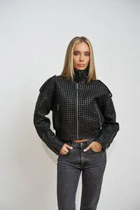 Mareus Diamond Black 660 geacă piele neagră crop