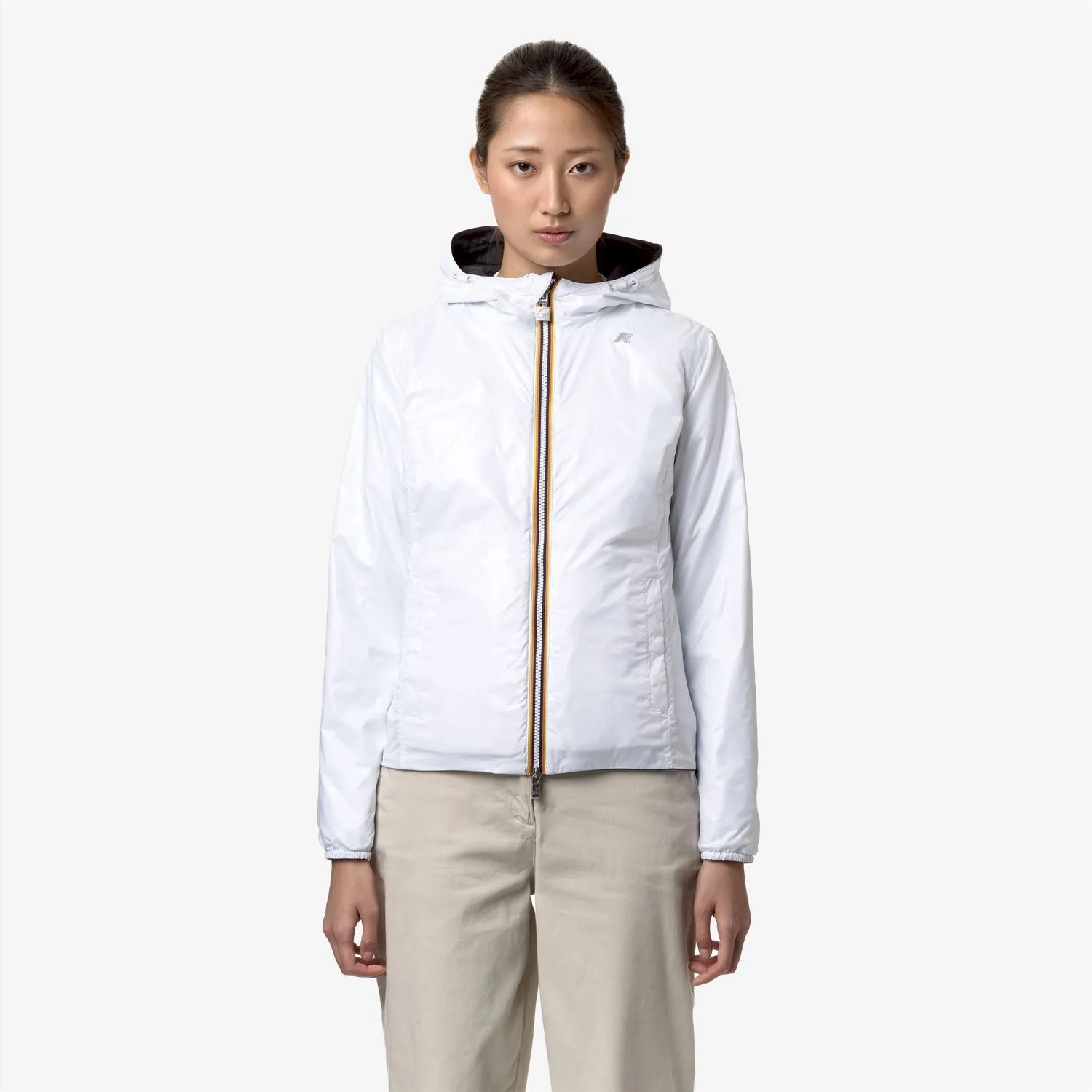 K-Way Lily Plus.2 Double geaca scurta negru-alb impermeabila