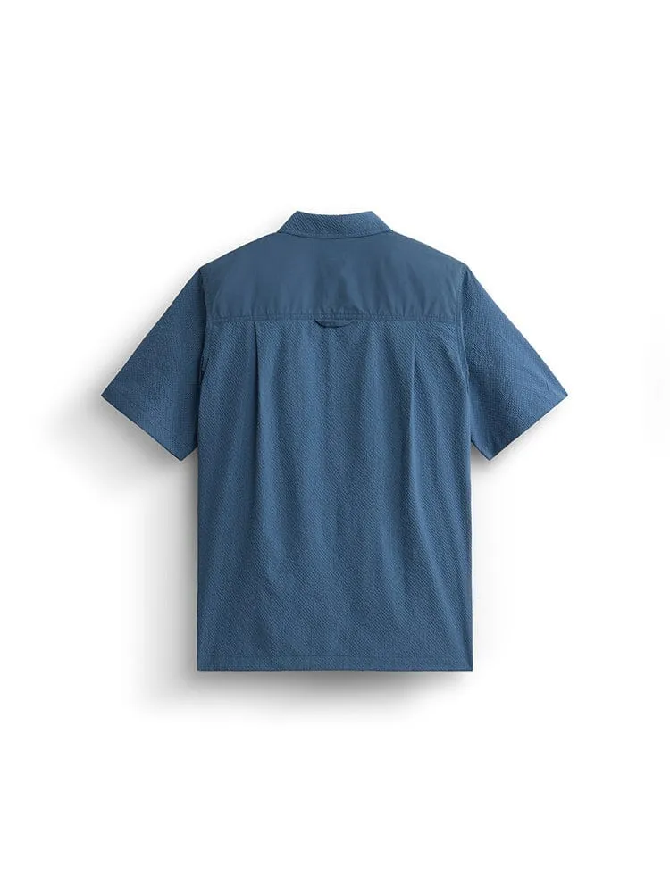 Alpha Industries SS Seersucker Shirt cămașă albastră bumbac