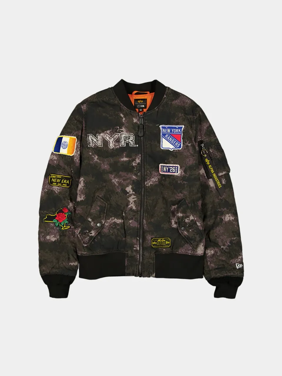 Alpha Industries Rangers x New Era MA-1 geacă bomber Black Camo