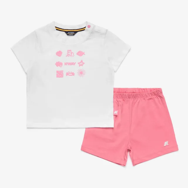 K-Way Pete Set Plage set copii White-Pink Geranium bumbac