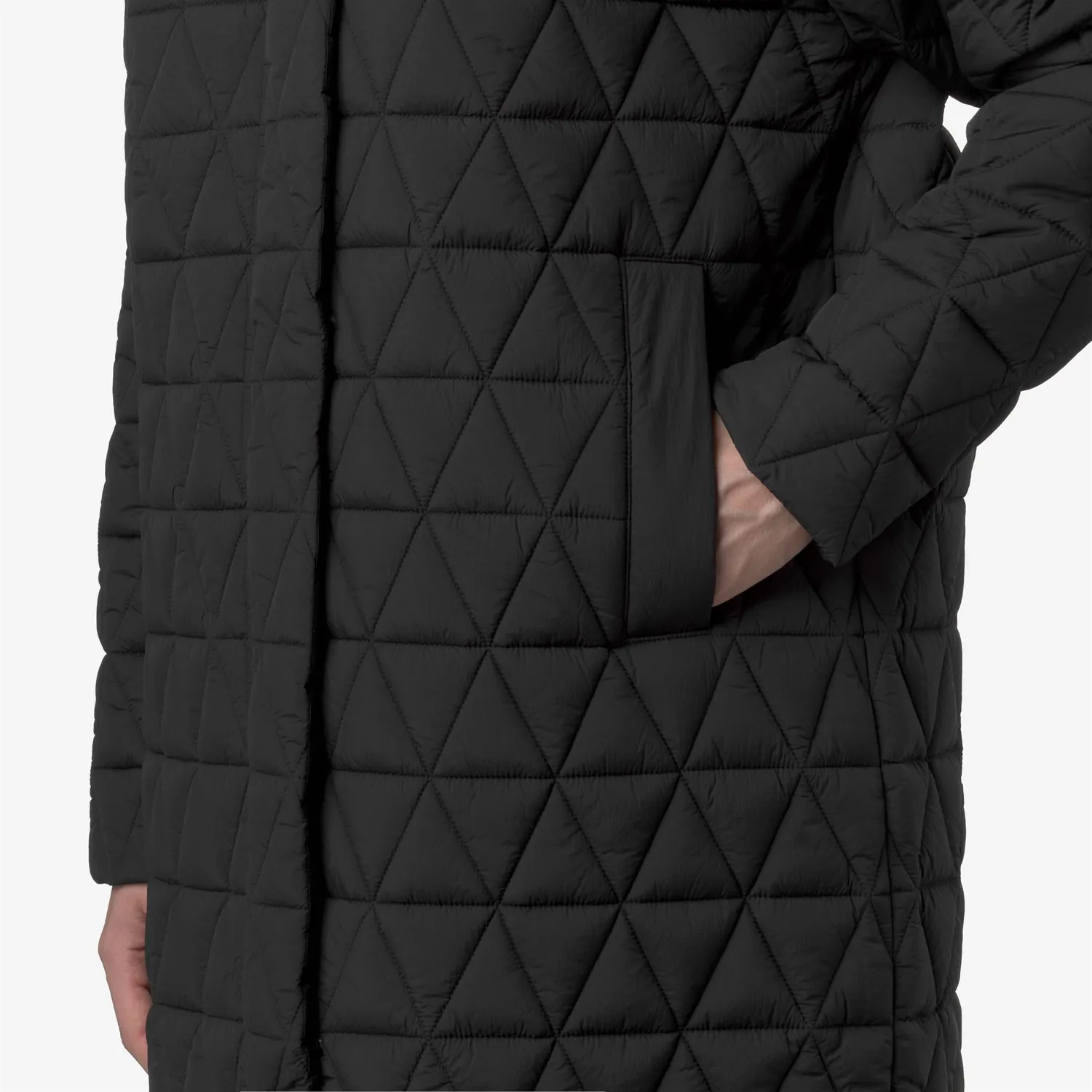 K-Way Sonja Diamond palton dama negru lung matlasat