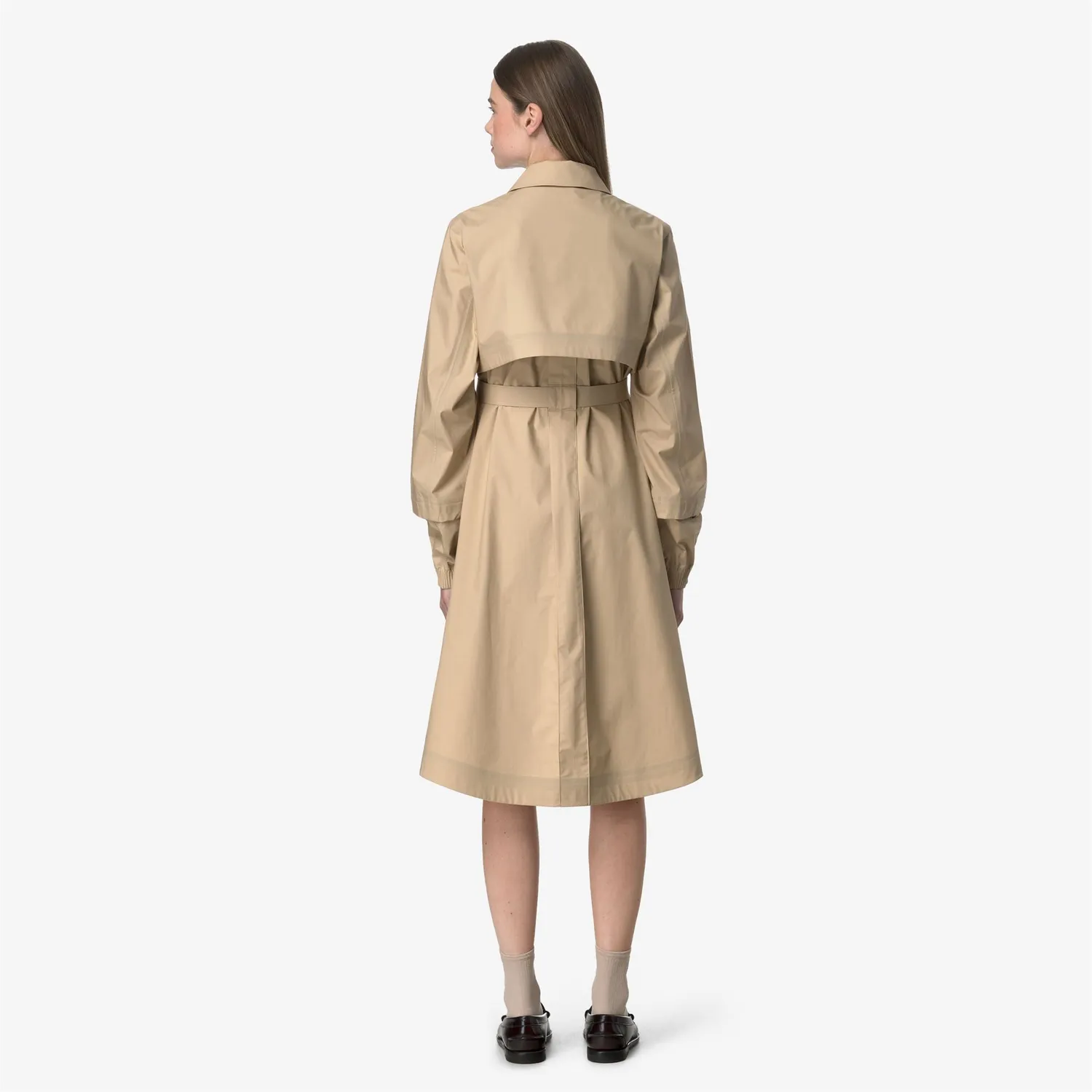 K-Way Jesy 3L Poplin palton lung Beige Rope din bumbac