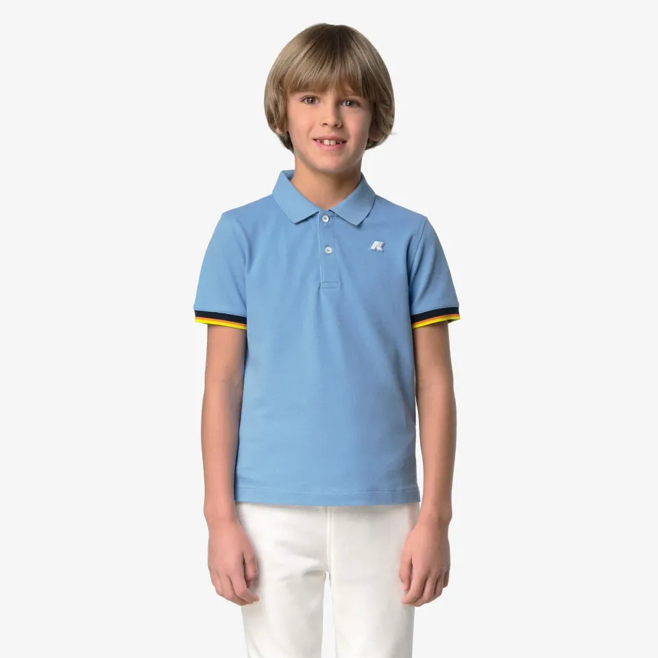 K-Way P. Vincent Pique polo baieti Blue Cielo regular