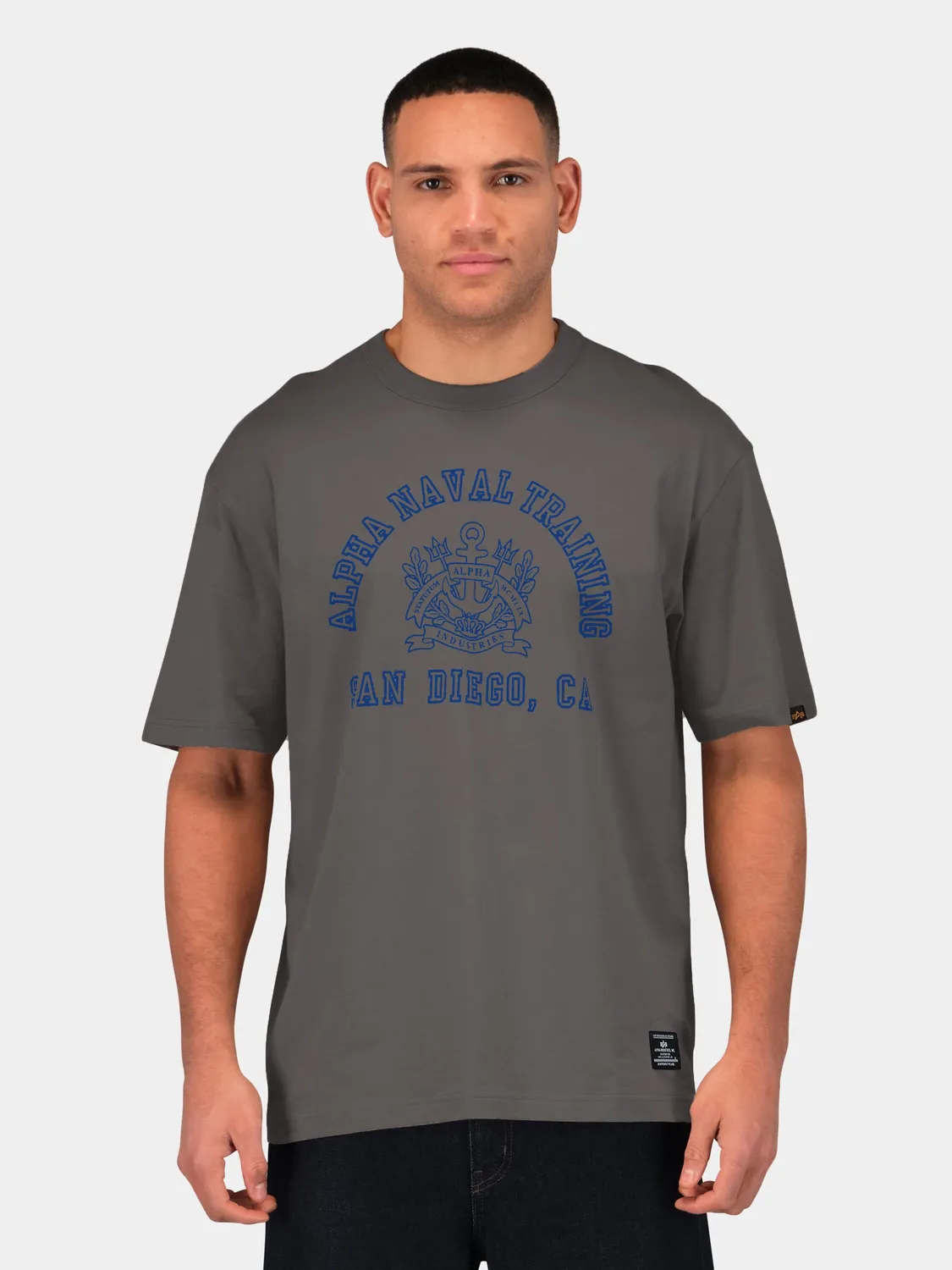 Alpha Industries Naval Base tricou bumbac gri relaxat