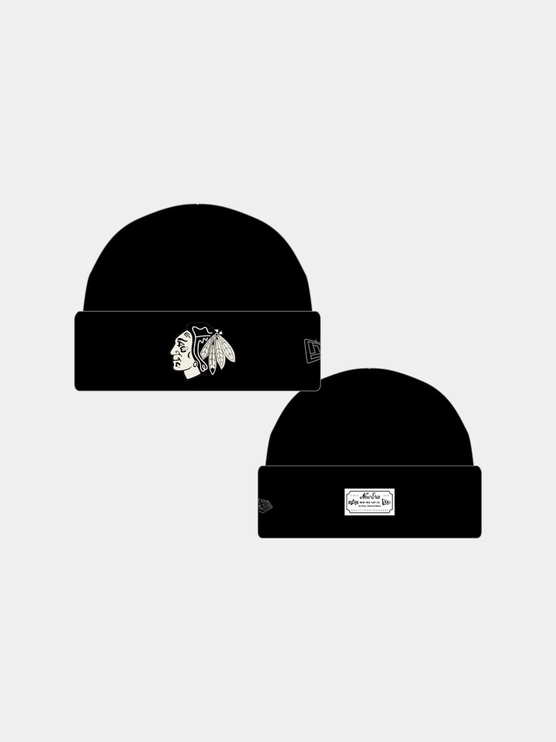 Alpha Industries Chicago Blackhawks caciula negru lana merinos