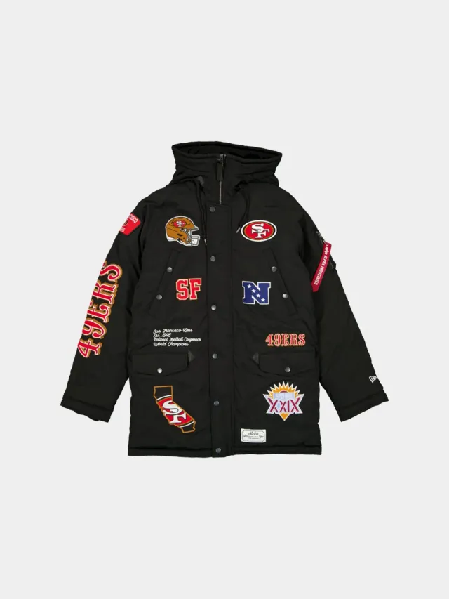 Alpha Industries 49ers N-3B parka neagră lungă iarnă