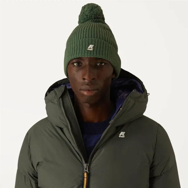 K-Way Vincienne Cardigan Stitch Wool caciula verde lana