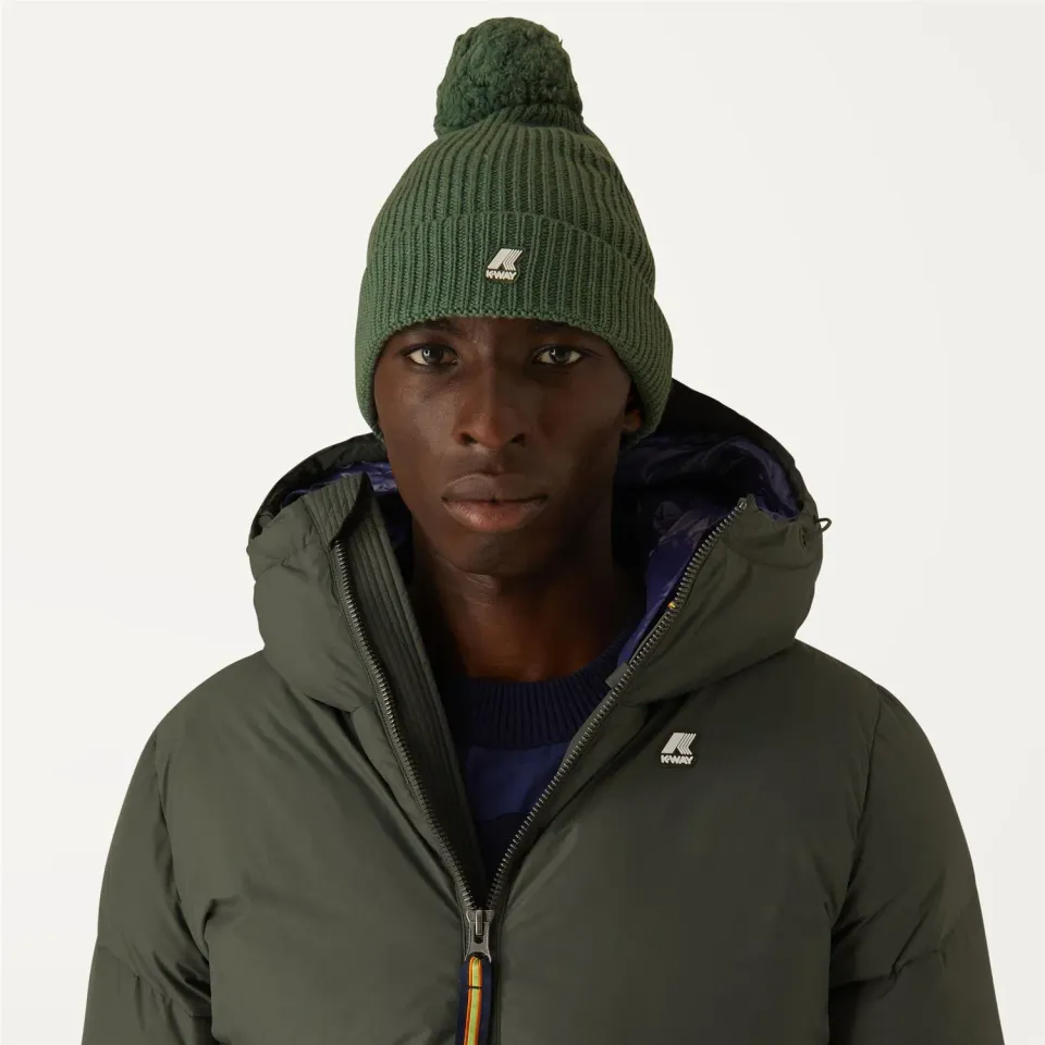 K-Way Vincienne Cardigan Stitch Wool caciula verde lana