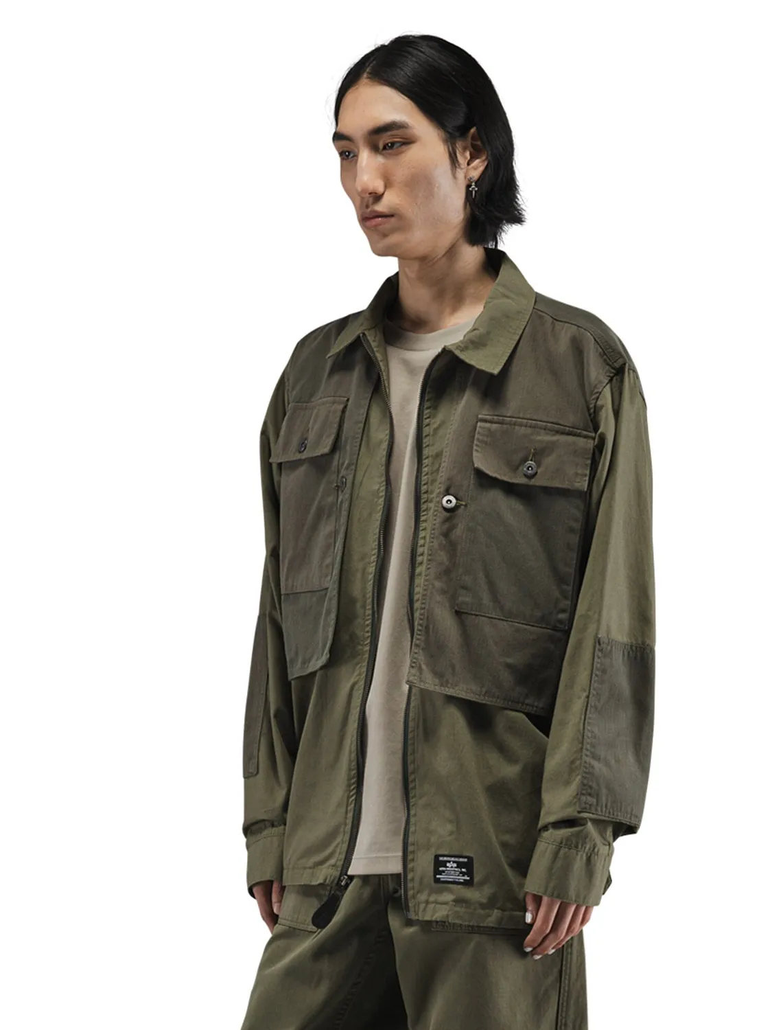 Alpha Industries P-44 camasa overshirt verde bumbac usor