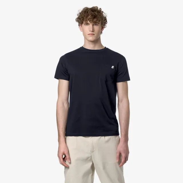 K-Way Sigur tricou barbati albastru slim cu buzunar