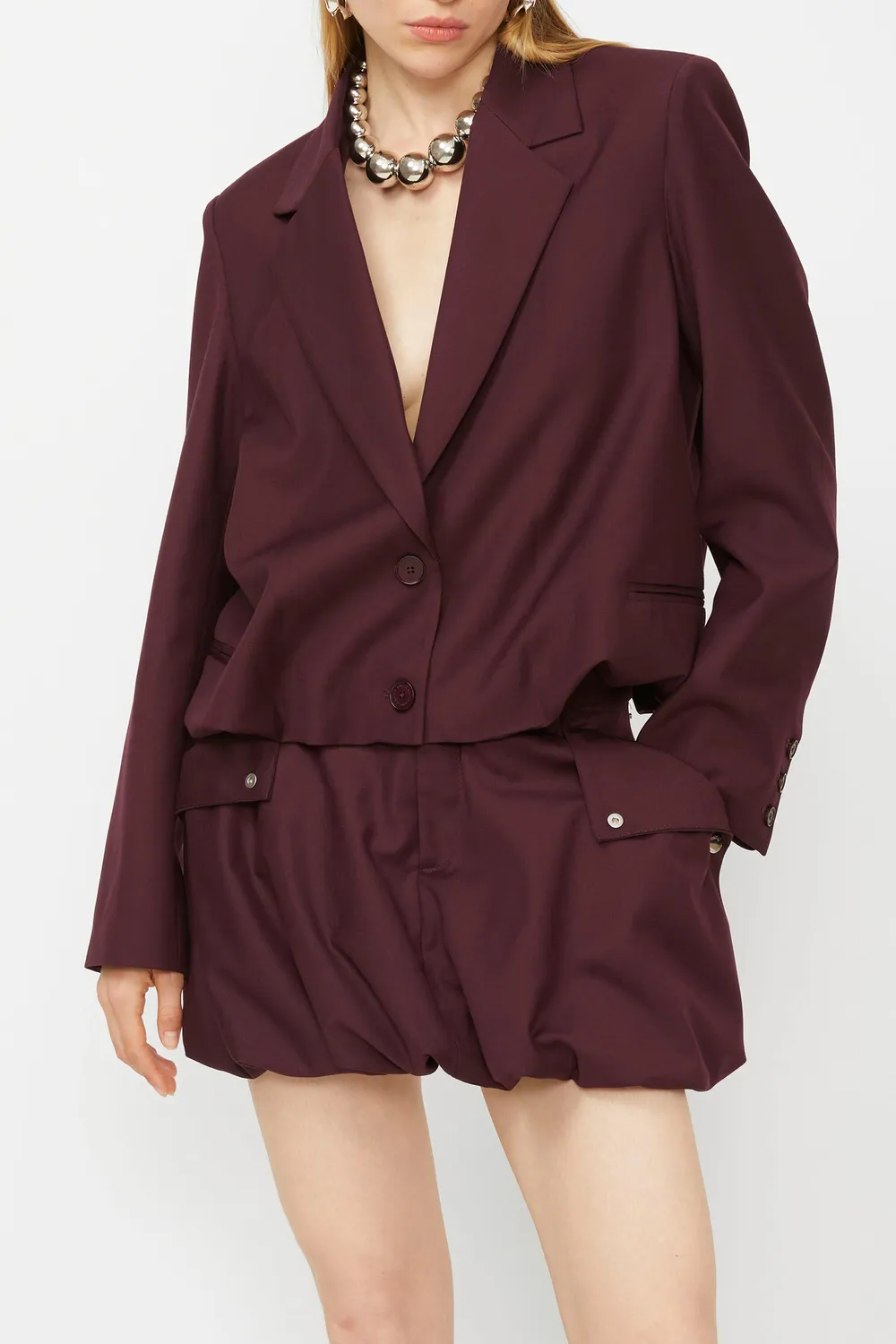 Isabelle Blanche blazer maro scurt balon