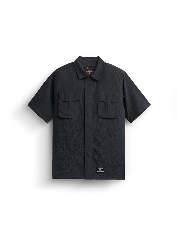 Alpha Industries SS Seersucker Shirt cămașă albastră bumbac