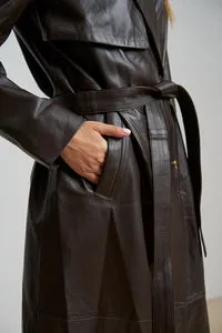 Mareus Fabrica de Blanuri 667 trench piele ciocolatiu 125 cm