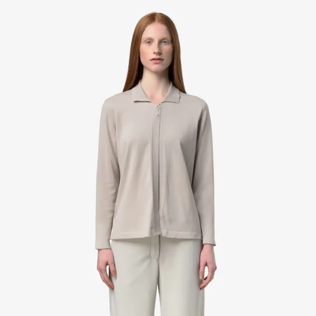 K-Way Lenid pulover dama bej cu guler polo