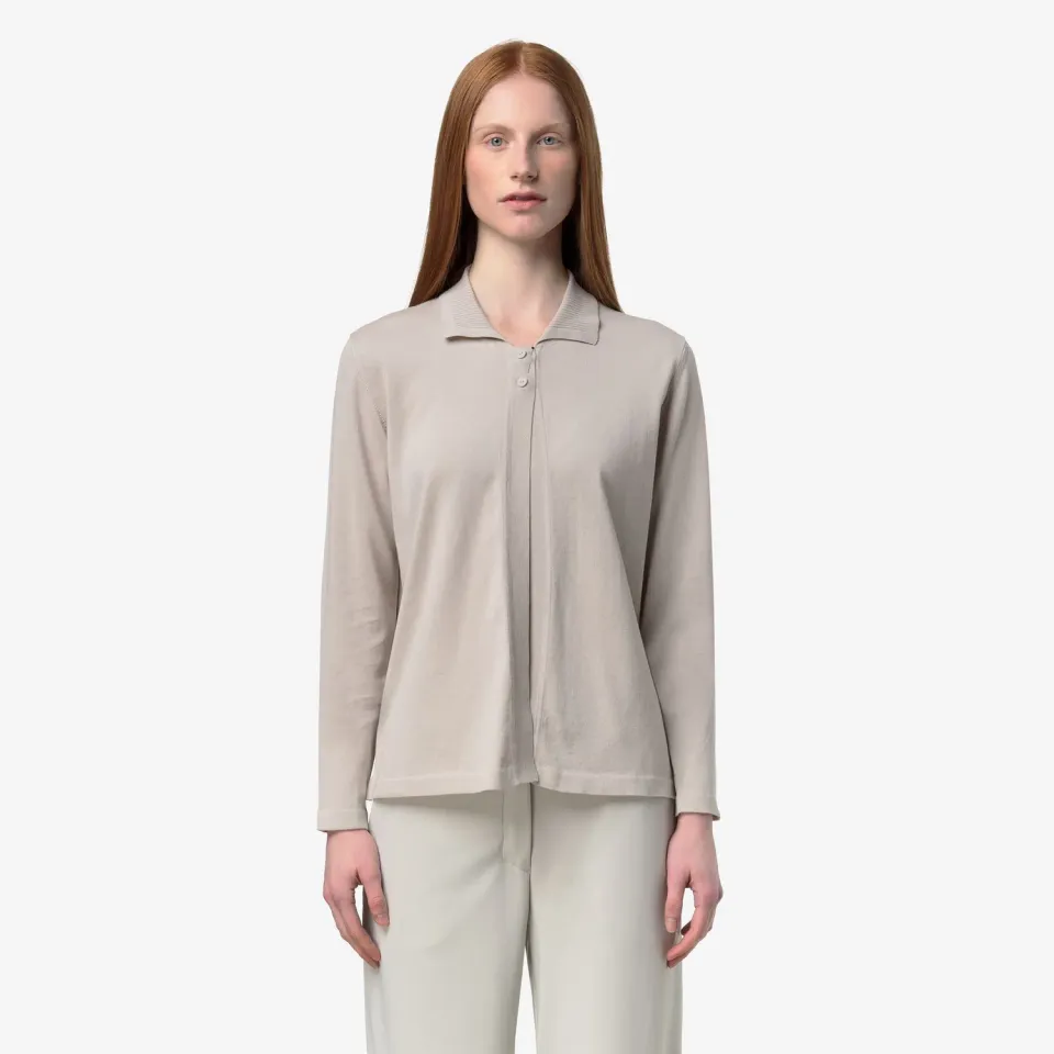 K-Way Lenid pulover dama bej cu guler polo
