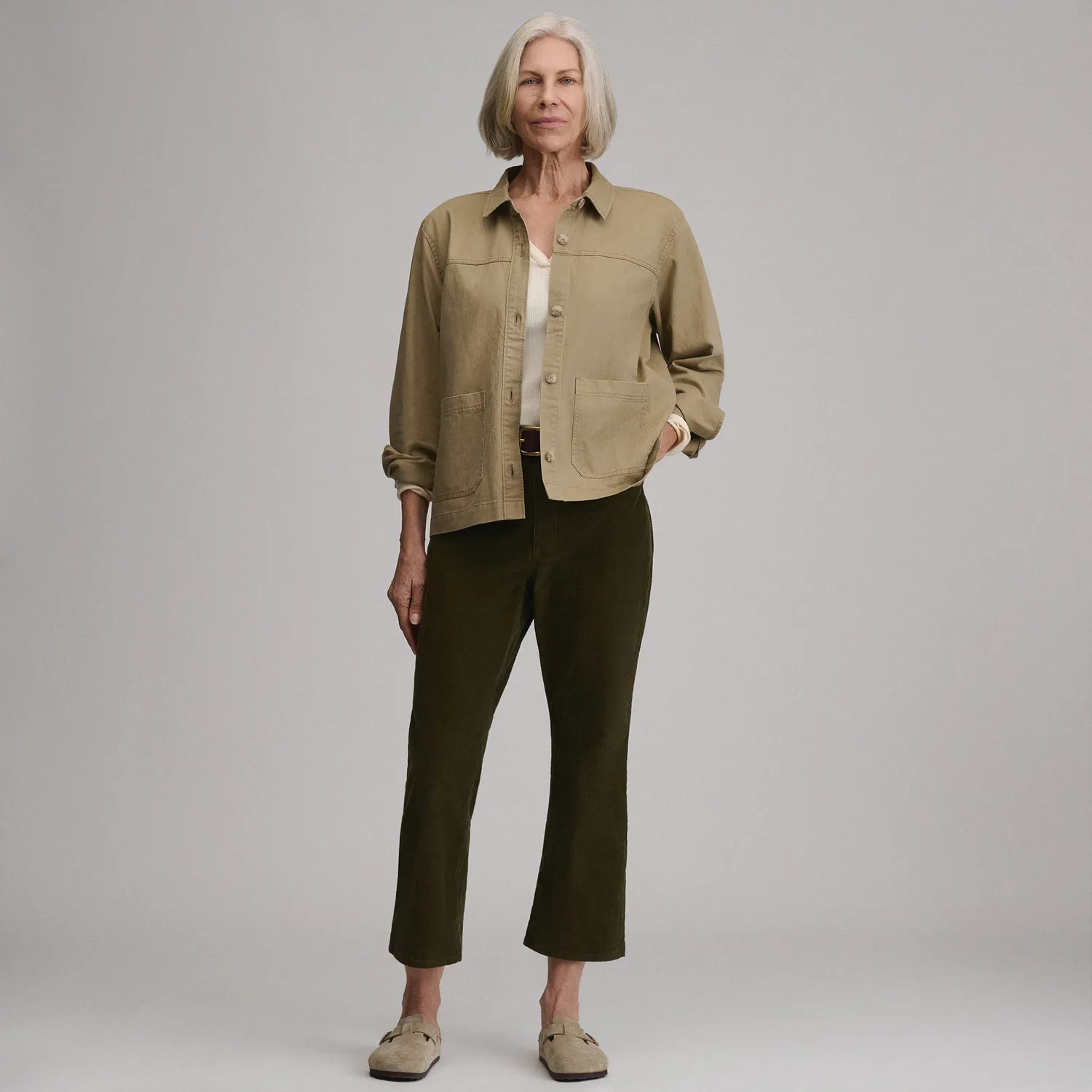 Eddie Bauer Cotton Twill geaca camasa Dark Khaki