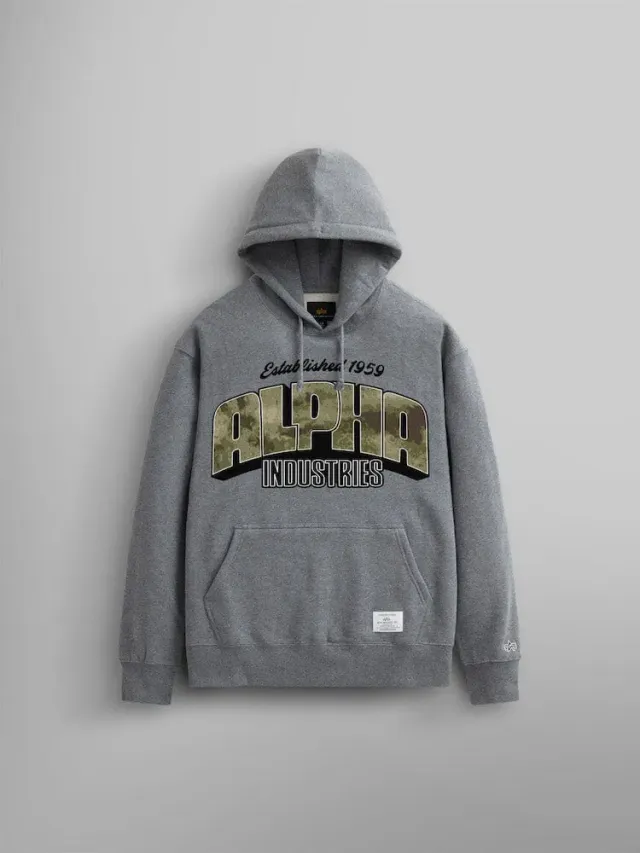 Alpha Industries Camo Logo hanorac Charcoal bumbac 360g
