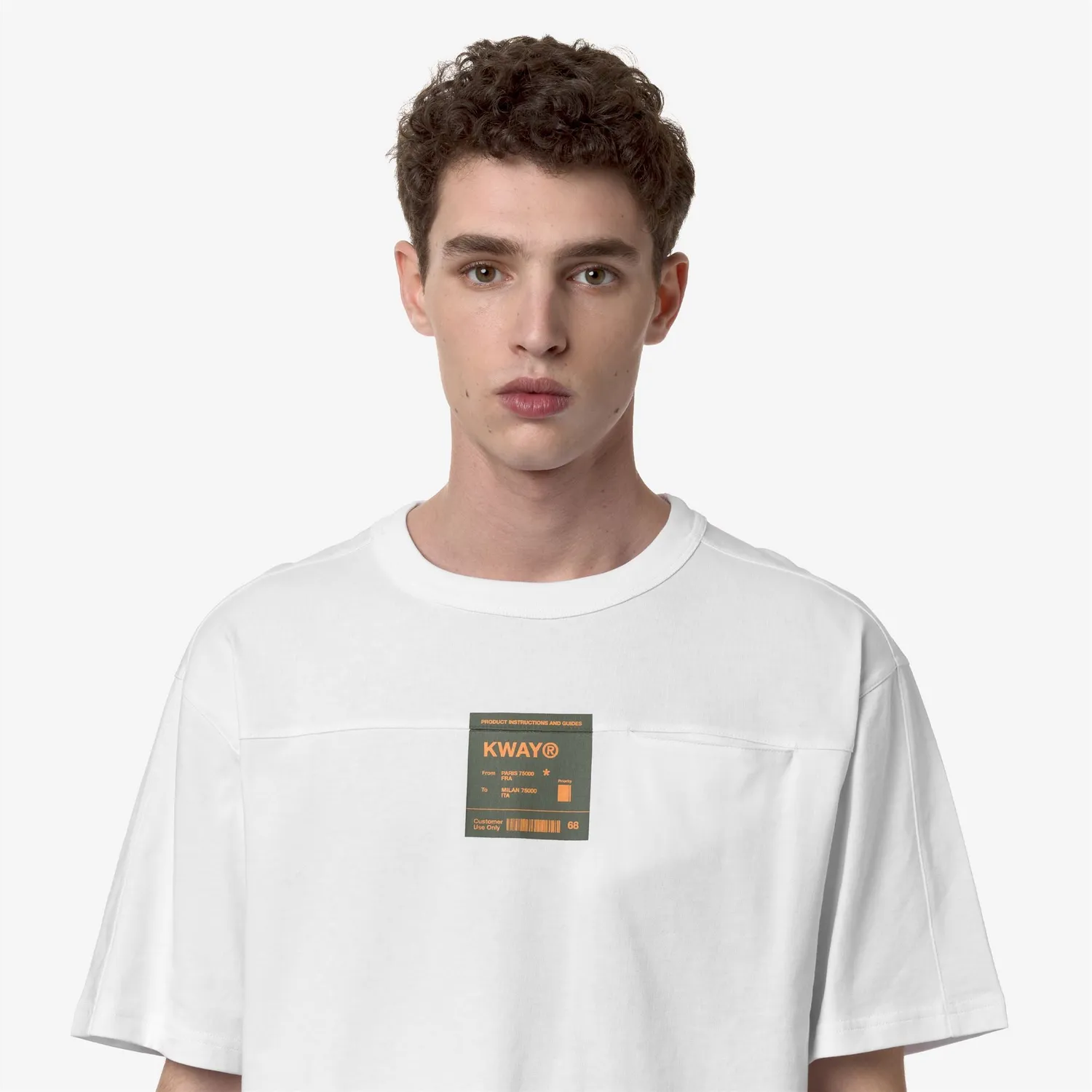 K-Way Fantome Print-Pocket tricou barbati alb bumbac