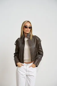 Mareus Vintage 663 geacă piele crop antique brown