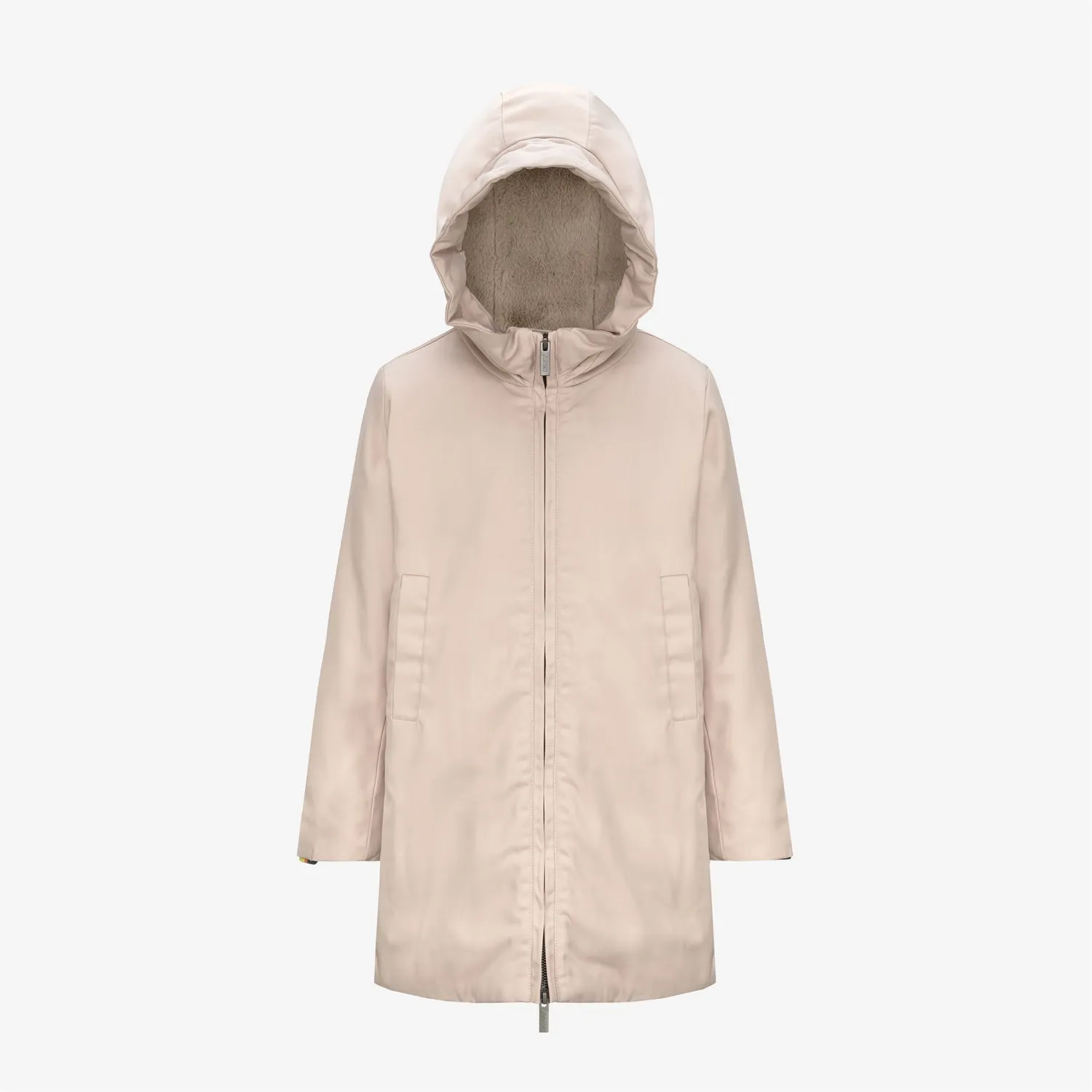 K-Way Olly Twill Fur palton fete roz 3/4 cu blana