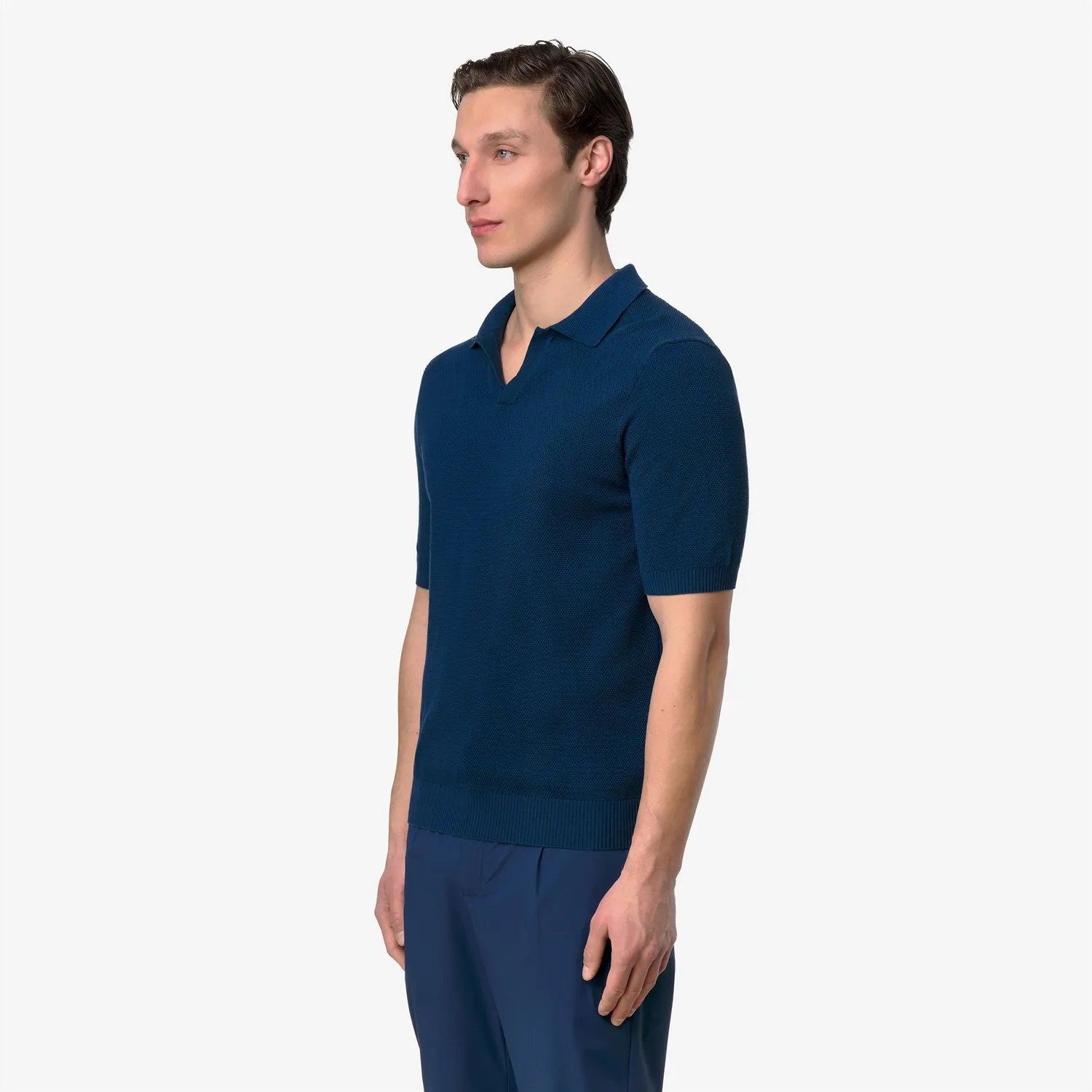 K-Way Pleyr tricou polo barbati albastru denim bumbac