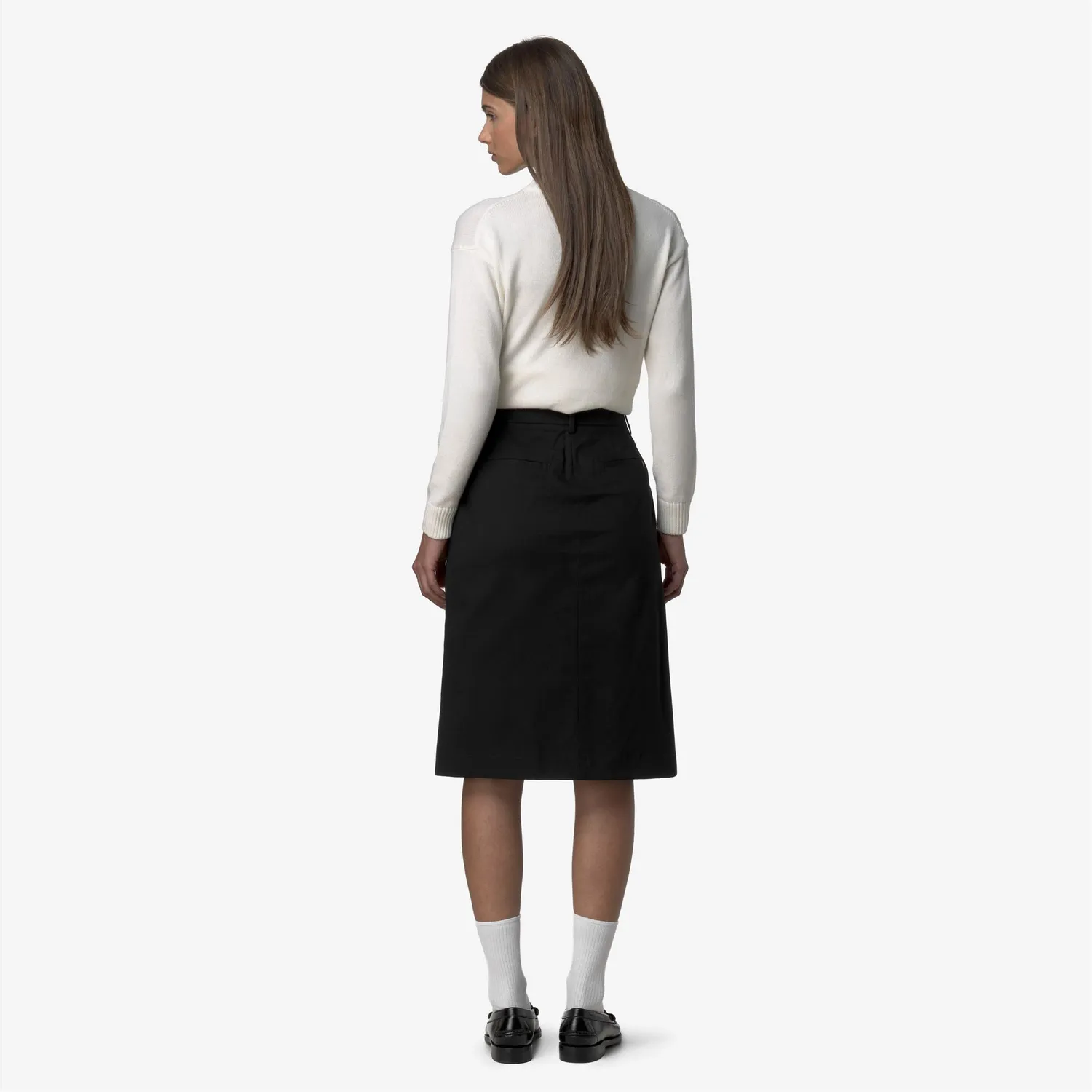 K-Way Maeve Twill Tech fustă midi neagră