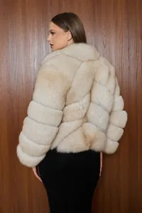 Mareus 478 haină vulpe damă beige caldă