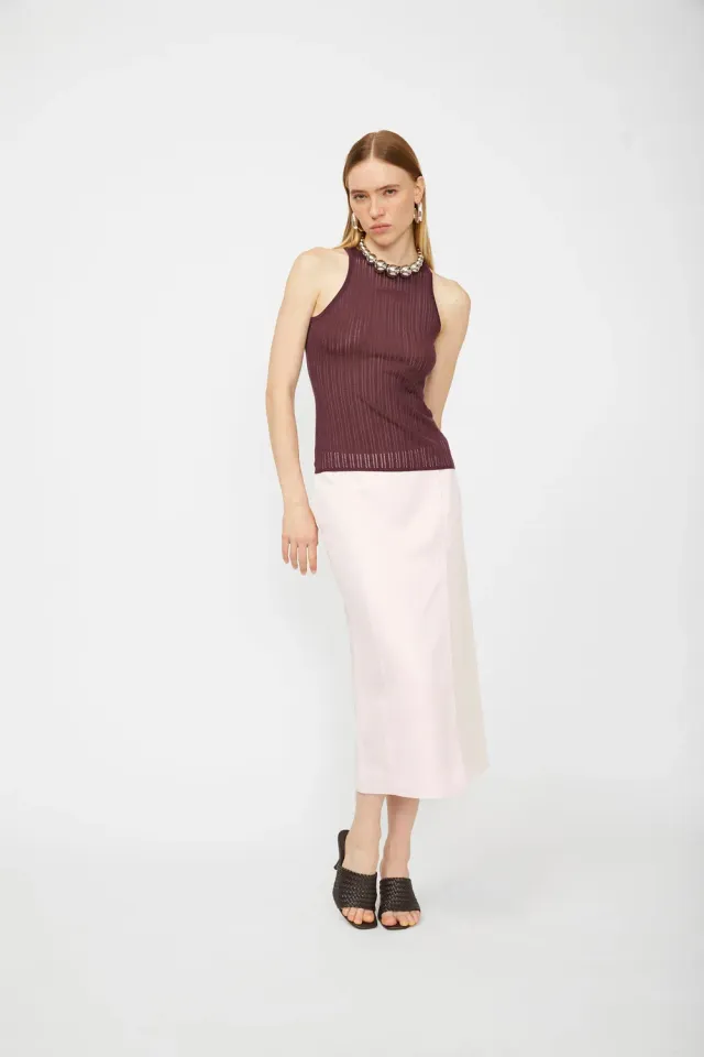 Isabelle Blanche top tricotat perforat custard S