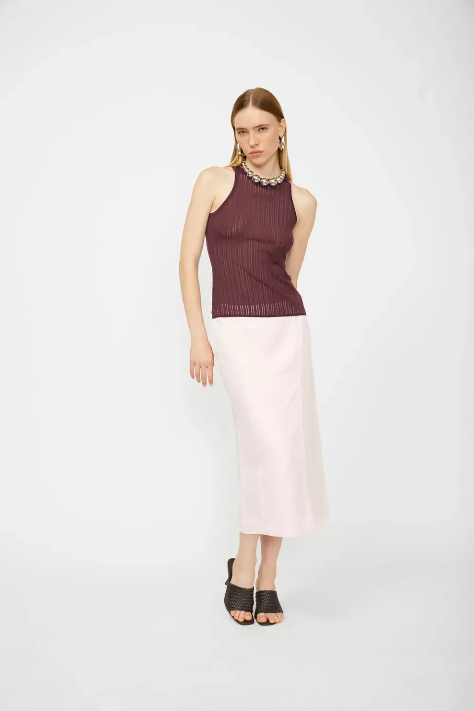 Isabelle Blanche top tricotat perforat custard S