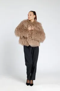 Mareus 364 haină blană miel tibetan Mocha Mousse